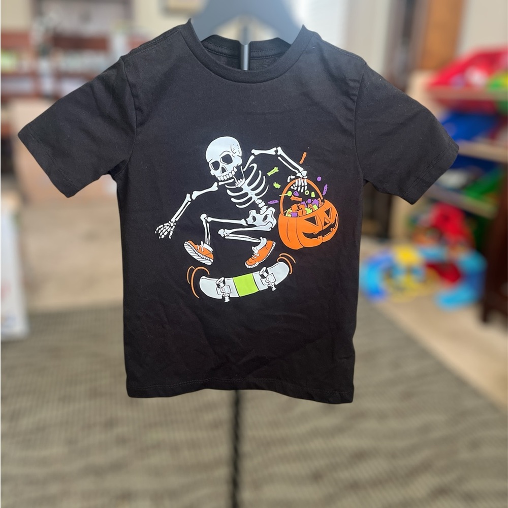Wonder Nation Black Halloween Skeleton Tee